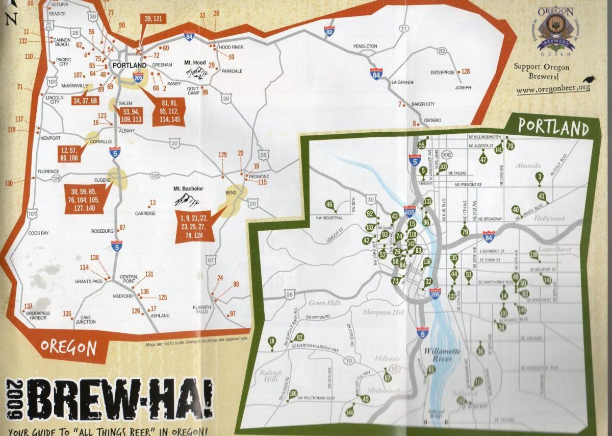 harta e breweries në Portland Oregon 