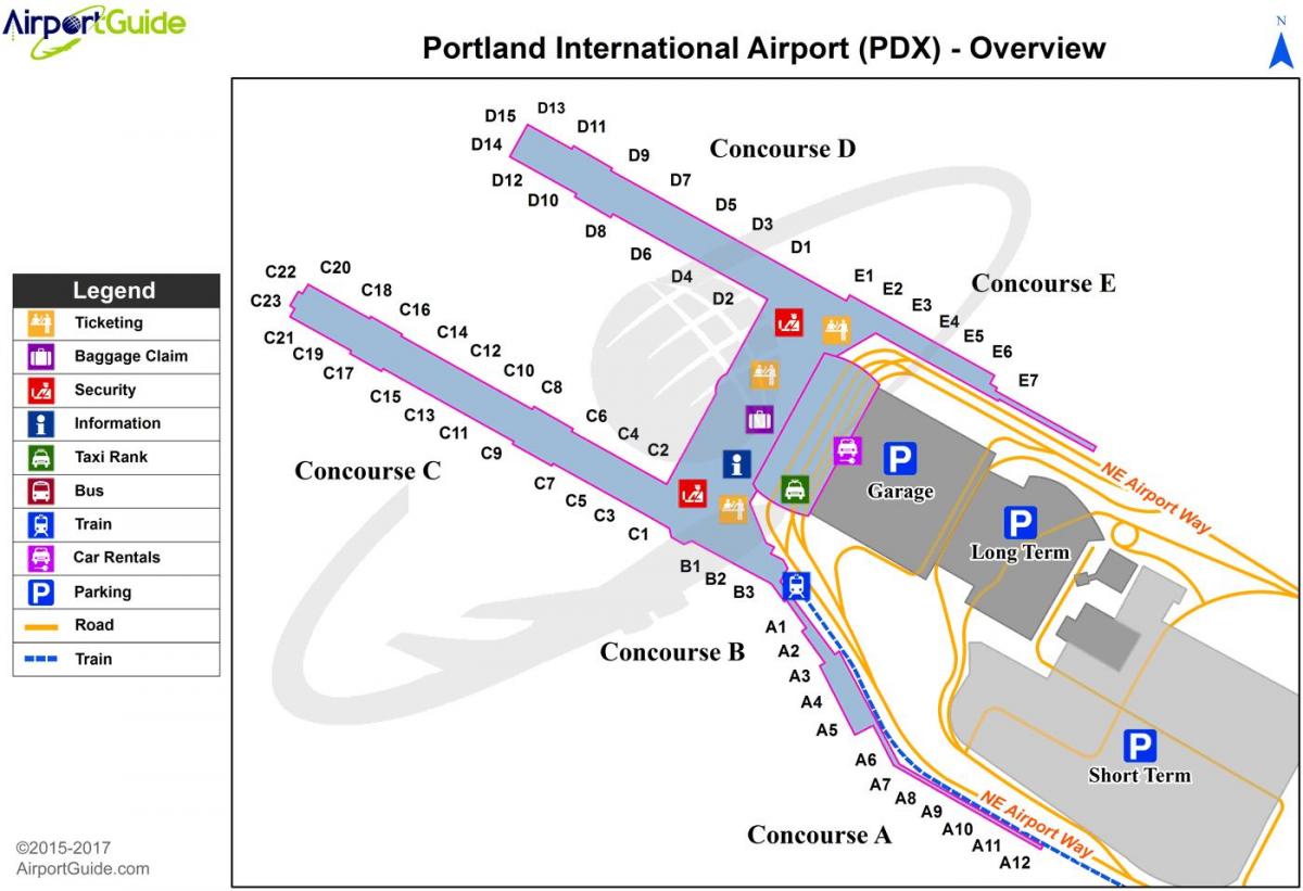 Portland Oregon aeroporti hartë