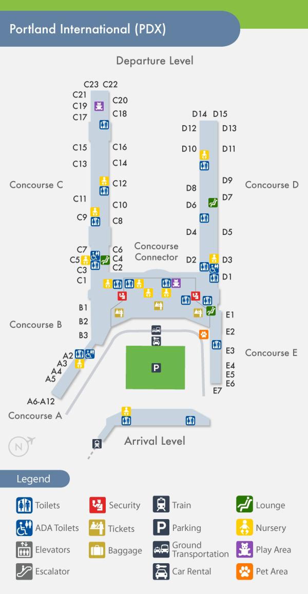 PDX harta e aeroportit