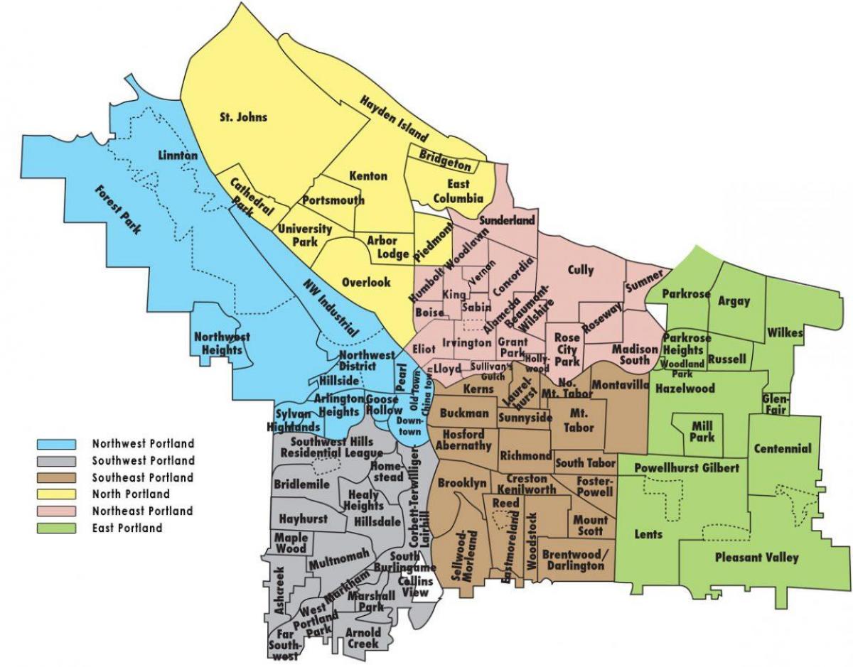 harta e zonimit Portland