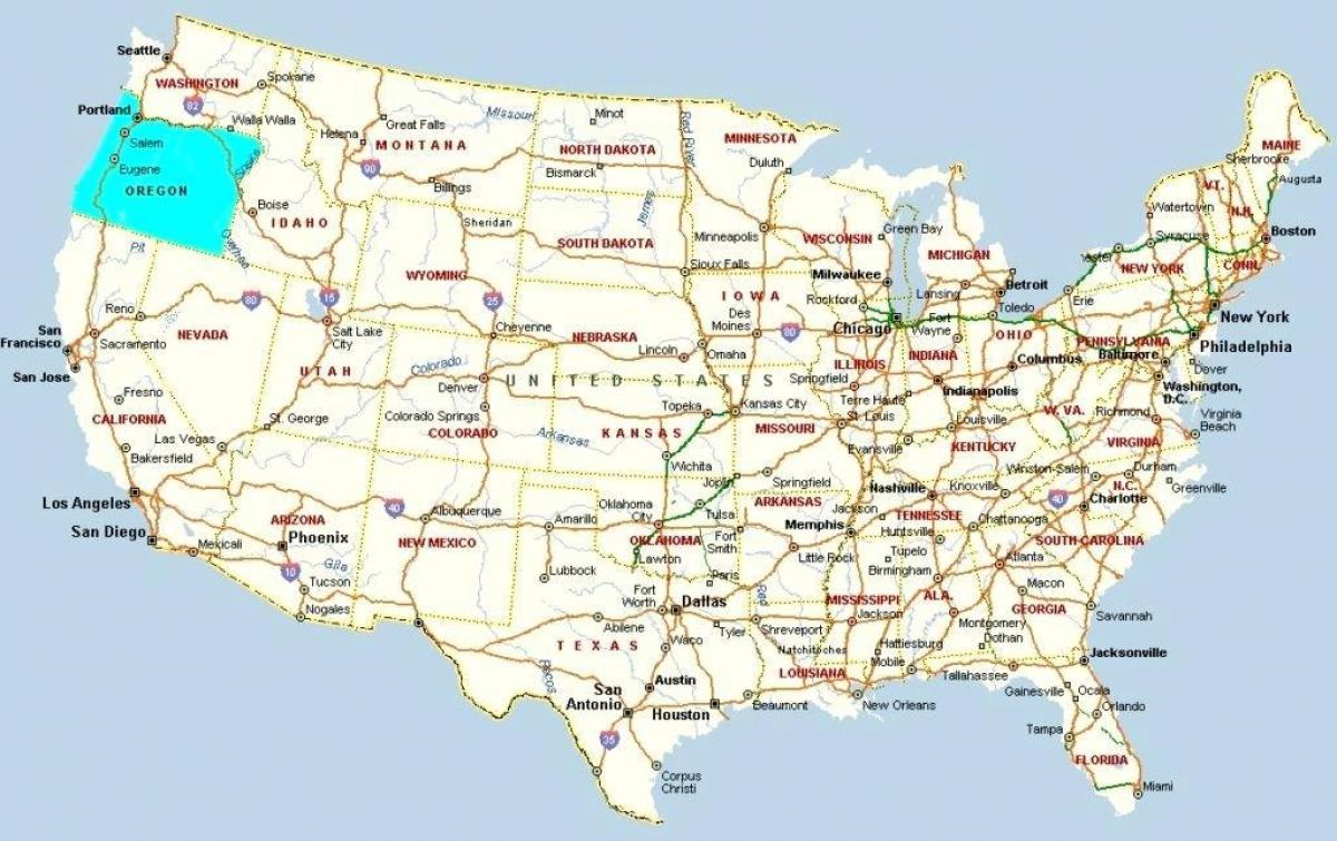 Portland Oregon në hartën e SHBA