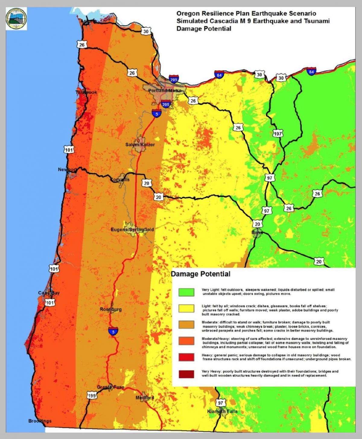 tërmeti hartë Portland Oregon