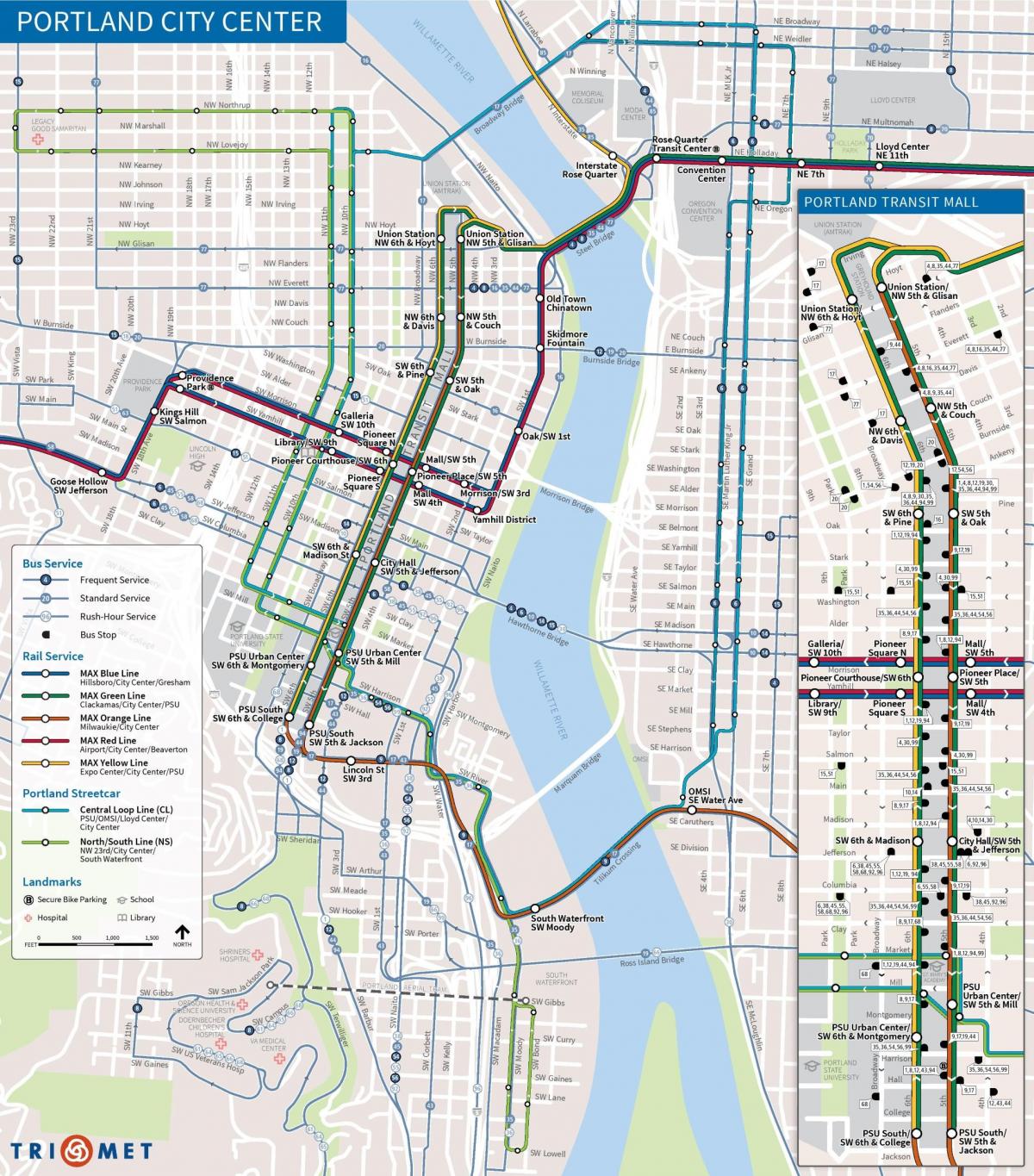 Portland Oregon transit hartë