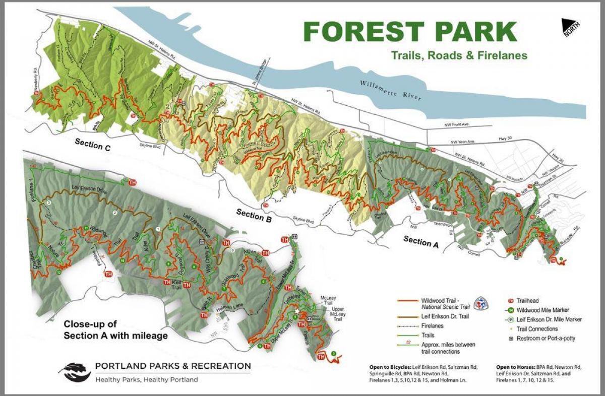 harta e Pyjeve të Parkut Portland Oregon
