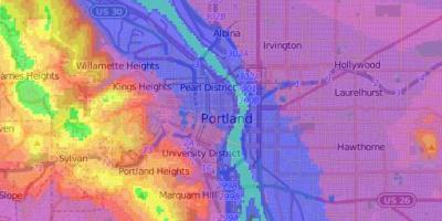 Portland Oregon lartësi hartë